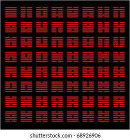 I Ching Elements Table in Red with Black background