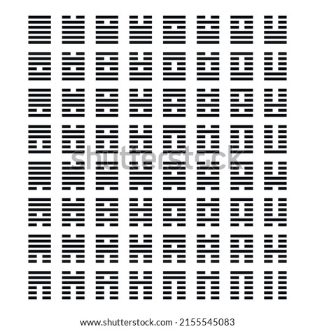 I Ching hexagram, China book changes. Asian trigram sign symbol astrology balance