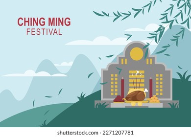 Ching Ming Festival background. Cultural. Vector illustration background. 