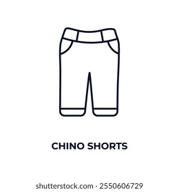 Icono de contorno de pantalones cortos chinos. Vector lineal del concepto de la ropa. Icono chino de los cortos de la línea fina aislado en el fondo blanco