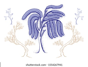 Chinoiserie Inspired Hand Drawn Garden