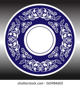 Chinoiserie vector, Plate Pottery Hand Drawing Vector! This vector set includes a variety of hand-drawn flowers in Blue on white colors, perfect for creating vintage-inspired wall art and decoration