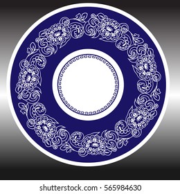 Chinoiserie vector, Plate Pottery Hand Drawing Vector! This vector set includes a variety of hand-drawn flowers in Blue on white colors, perfect for creating vintage-inspired wall art and decoration