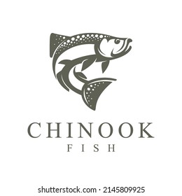 chinook fish logo with simple concept
