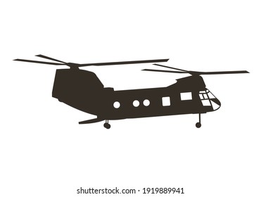 chinook helicopter flying with back foor open vector graphic illustration