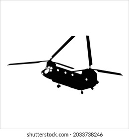 chinook military helicopter transportation silhouette vector design