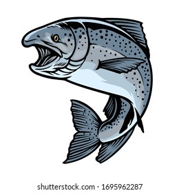 Chinook Salmon Fish In Hand Drawn Style