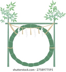 Chinowa Grass Ring Vector for Oharae Purification | Japanese Shinto Summer Ritual Circle Isolated