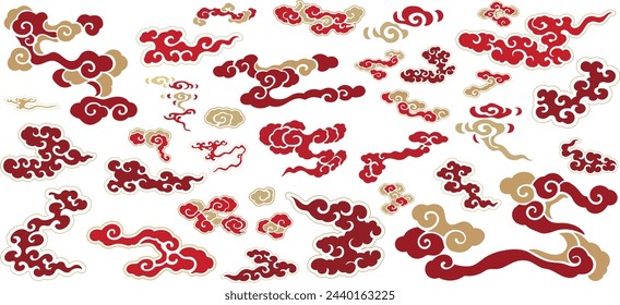 Chinses cloud element in oriental style. Abstract art banner design vector.