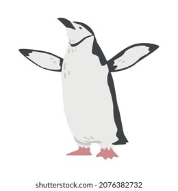 Chinstrap Penguin as Aquatic Flightless Bird with Flippers for Swimming in Standing Pose Vector Illustration