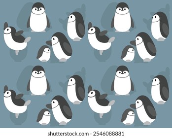 Fondo de Fondo de pantalla sin fisuras de carácter lindo de dibujos animados de pingüino barbijo