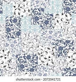 The chintz pattern is made into a seamless patchwork,