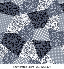 The chintz pattern is made into a seamless patchwork,