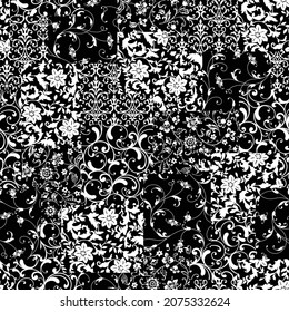 The chintz pattern is made into a seamless patchwork,