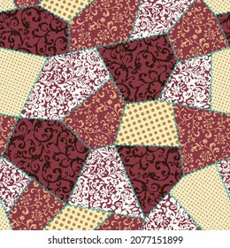 The chintz pattern is made into a seamless patchwork,