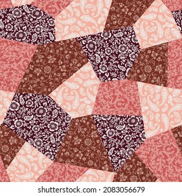 The chintz pattern is made into a seamless patchwork,