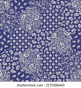 The chintz pattern is made into a seamless patchwork,