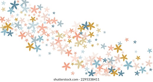 Chionodoxa abstract flowers vector illustration. Little garden floral elements isolated. Birthday card backdrop. Organic flowers Chionodoxa primitive bloom. Flowering daisy.
