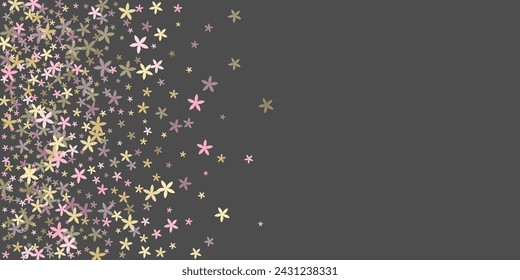 Chionodoxa abstract flowers vector illustration. Lovely garden bloom shapes scattered. wedding invitation backdrop. Modern flowers Chionodoxa simplistic bloom. Spring daisies.