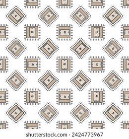 Chip with AI Phone vector Artificial Intelligence concept colored seamless pattern