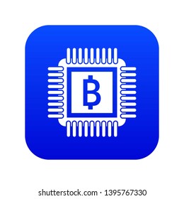 Chip bitcoin icon digital blue for any design isolated on white vector illustration