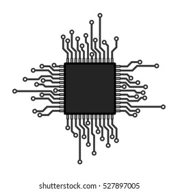 Chip black gray. Graphic logo. Computer technology electronic future symbol. Vector illustration of CPU processor