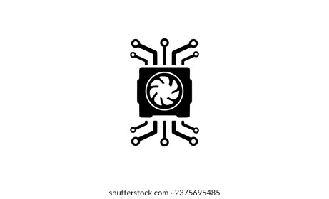 chip black isolated silhouette, processor line vector icon for websites and mobile minimalistic flat design
