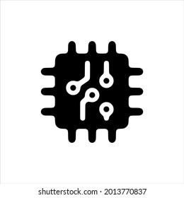 Chip black vector icon on white background.