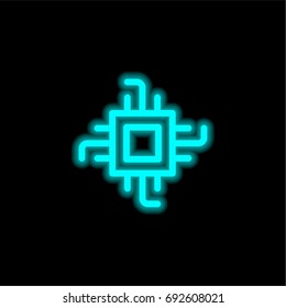 Chip blue glowing neon ui ux icon. Glowing sign logo vector