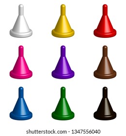chip for Board game, vector illustration. collection of colored figures.
