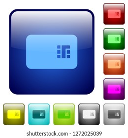 Chip card icons in rounded square color glossy button set
