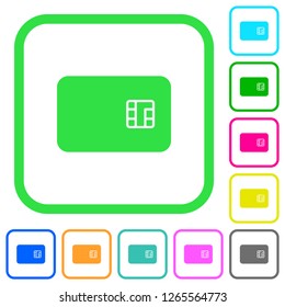 Chip card vivid colored flat icons in curved borders on white background