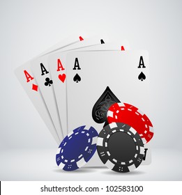 Chip and cards for poker, casino