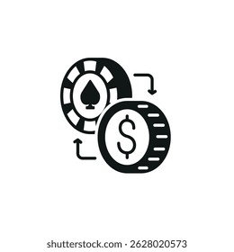 Chip to cash icon. Simple chip to cash icon for social media, app and web design. Vector illustration.