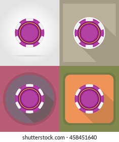 chip casino flat icons vector illustration isolated on background