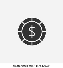 Chip casino icon illustration,vector gambling sign symbol