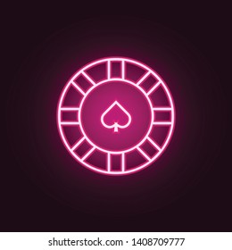 chip in the casino neon icon. Elements of web set. Simple icon for websites, web design, mobile app, info graphics