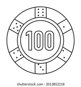 Chip casino vector outline icon. Vector illustration stack on white background. Isolated outline illustration icon of chip casino.