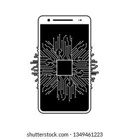 chip, circuit, CPU, smartphone icon. Element of fingerprint for mobile concept and web apps icon. Glyph, flat icon for website design and development, app development