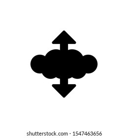 Chip and cloud glyph icon black and white