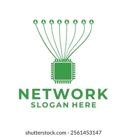 Chip Computer connection logo vector. Network logo design vector template