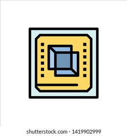 Chip, Computer, Cpu, Hardware, Processor  Flat Color Icon. Vector icon banner Template