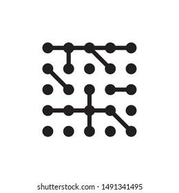 Chip computer line art, molecule circle, network link and black vector