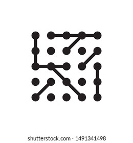 Chip computer line art, molecule circle, network link and black vector