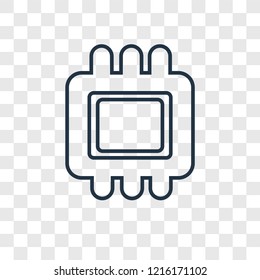 Chip concept vector linear icon isolated on transparent background, Chip concept transparency concept in outline style