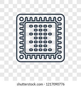 Chip concept vector linear icon isolated on transparent background, Chip concept transparency concept in outline style