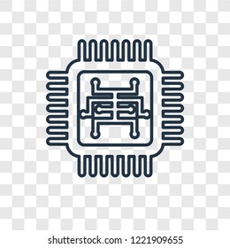 Chip concept vector linear icon isolated on transparent background, Chip concept transparency concept in outline style