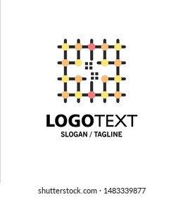 Chip, Connection, Electricity, Grid, Material Business Logo Template. Flat Color