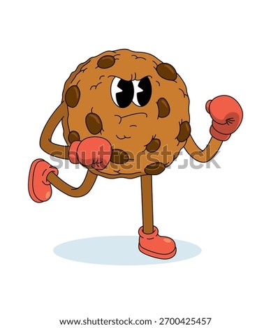 chip cookie boxer character groovy cartoon illustration