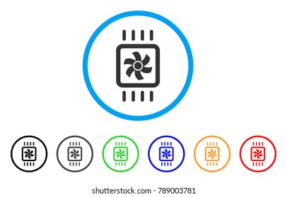 Chip Cooling rounded icon. Style is a flat grey symbol inside light blue circle with additional color variants. Chip Cooling vector designed for web and software interfaces.